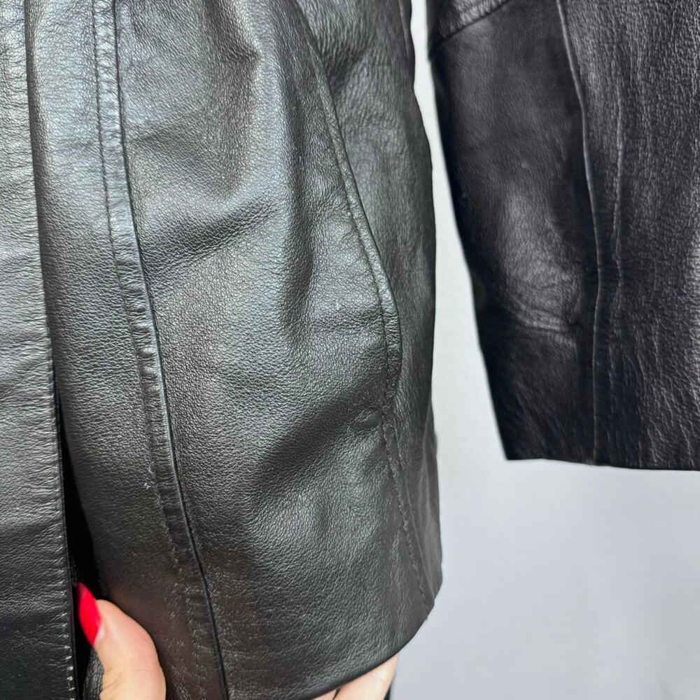Leather Jacket Belt Black Longline Size Medium - Picture 5 of 7